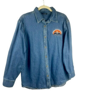 Virginia State University VSU Denim Shirt Women XL Blue Button Down 125th Patch